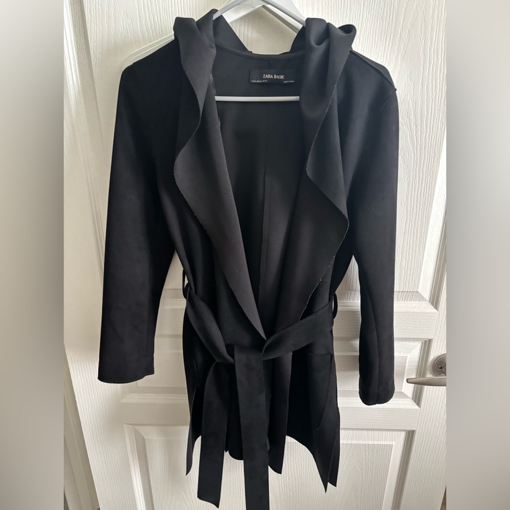 Zara Basic Faux Suede Jacket with hoodie